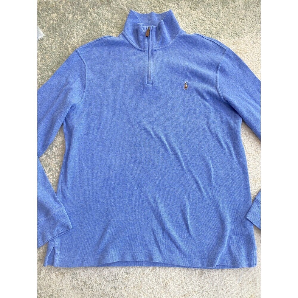 Polo Ralph Lauren Size L Sweater 1/4 Zip Pullover Knit Estate Rib Mens Pony
